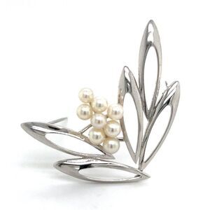 Mikimoto Estate Akoya Pearl Brooch Pin Sterling Silver 4.5 mm M270